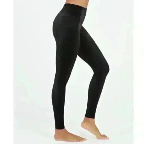 SPANX Black Velvet Tummy Control High Waisted Tights Leggings Size Large - Picture 5 of 11